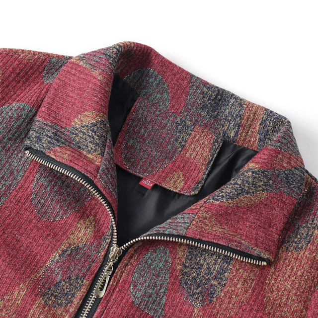 Mom's autumn jacket short fashionable 2025 new middle-aged women's printed lapel thin middle-aged and elderly tops