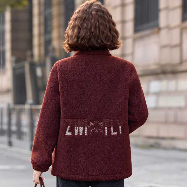 2025 New Mother's Autumn and Winter Clothing Imitation Sheep Velvet Jackets for Middle-aged and Elderly Women Plus Velvet Thickening Warm Style Cotton Clothes