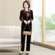 Middle-aged and elderly women's spring and autumn suit gold velvet top 2025 new middle-aged mother autumn suit ethnic style two-piece set