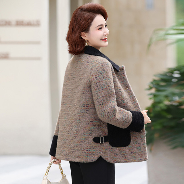 Mom's autumn and winter style velvet coat noble mink velvet coat short middle-aged and elderly women's winter clothing thickened cotton clothing