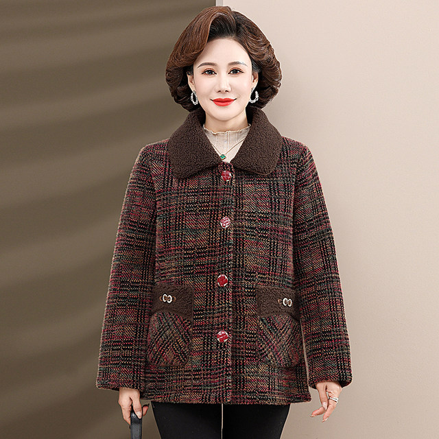 Mom's autumn short mink velvet jacket 2025 new cotton coat middle-aged and elderly women's autumn and winter style woolen tops