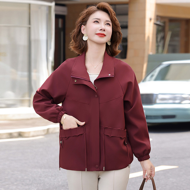 Mom Autumn Clothing 2025 New Jacket Fashionable Middle-aged and Elderly Jacket Tops Women's Spring and Autumn Short Fashion Casual Trench Coat