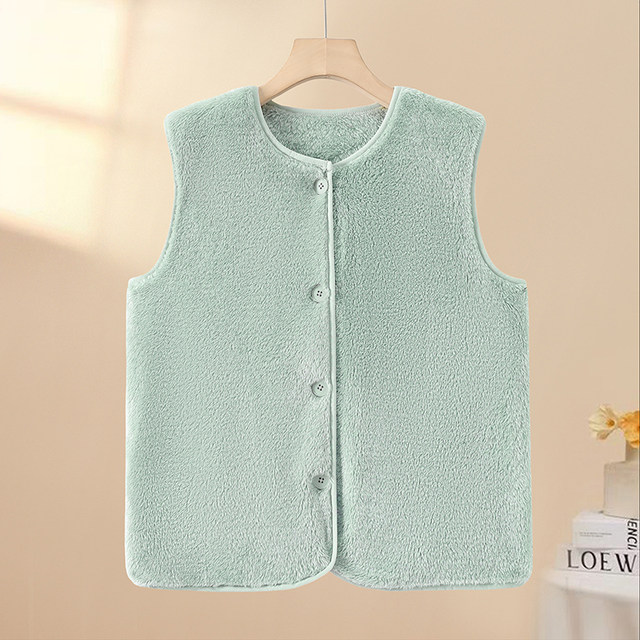 Middle-aged and elderly coral vest mother wear autumn and winter vest plush top grandma fleece vest liner women