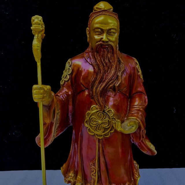 Moon Old Bronze Statue Pure Copper Happy God Home Ornaments Moon Old Star Lord God Statue Under the Moon Old Man Pulls Red Line Red Rope Red Lady
