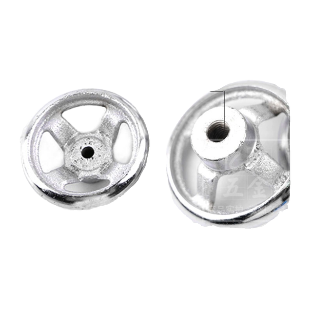 Screw hole chrome-plated cast iron handwheel blind hole with keyway square edge machine tool hand wheel round rim curved surface rotating handle