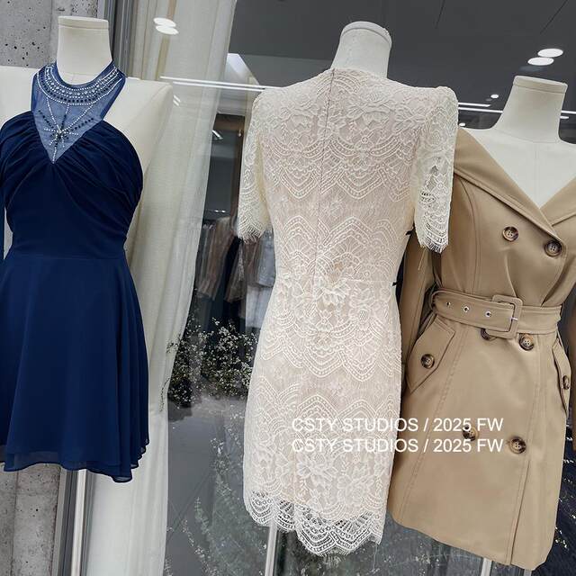 French style V-neck lace short-sleeved dress for women in spring and summer socialite temperament waist-hugging and slimming skirt
