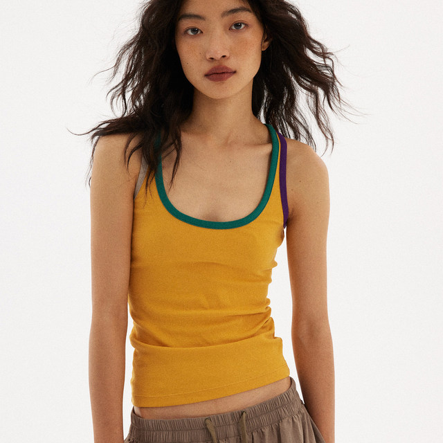 597c original orange suspender white I-shaped vest women's top summer new product ultra-thin cool slim base elasticity