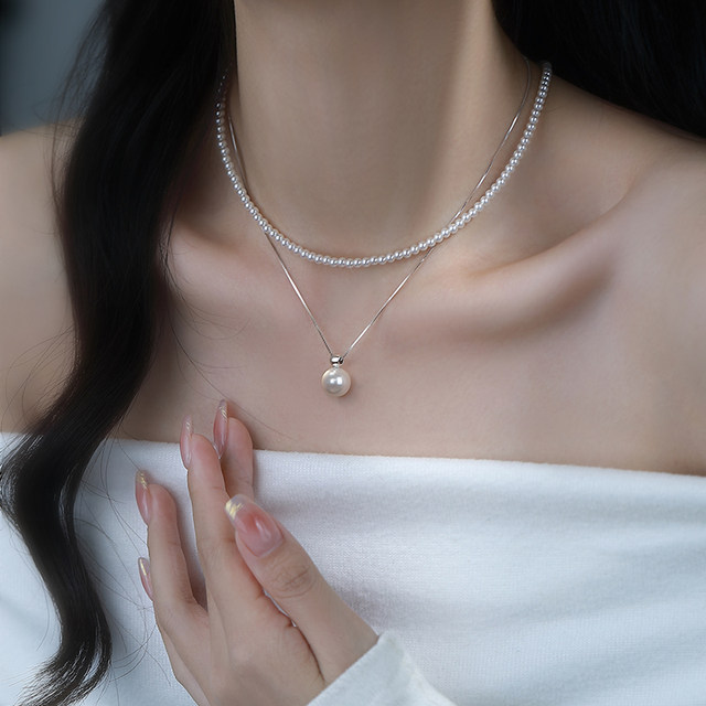 999 Sterling Silver Round Pearl Necklace Shijia Strong Light Clavicle Chain Light Luxury High-end 2025 New Hot Necklace