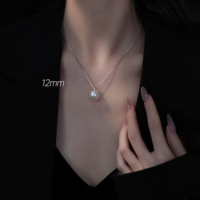 999 Sterling Silver Round Pearl Necklace Shijia Strong Light Clavicle Chain Light Luxury High-end 2025 New Hot Necklace
