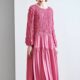 French new silk dress for women spring mulberry silk long skirt loose fashionable big hem skirt long sleeve large size women's clothing