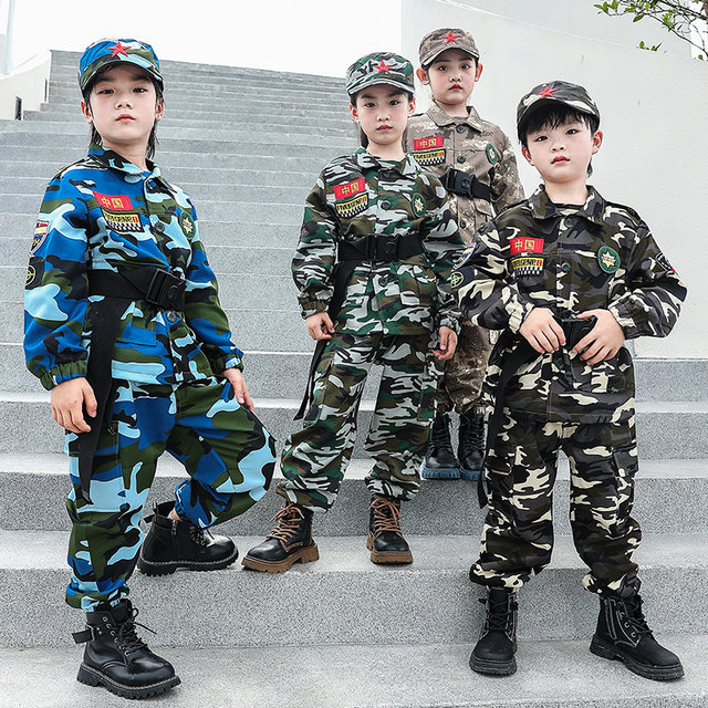 Children's camouflage suits for spring and autumn boys' military training suits for primary school students' sports meeting girls' summer camp short-sleeved suits