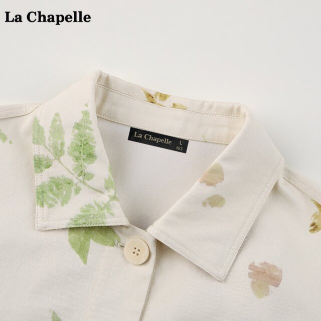 La Chapelle/La Chapelle beige printed denim jacket for women's spring new style loose jacket top
