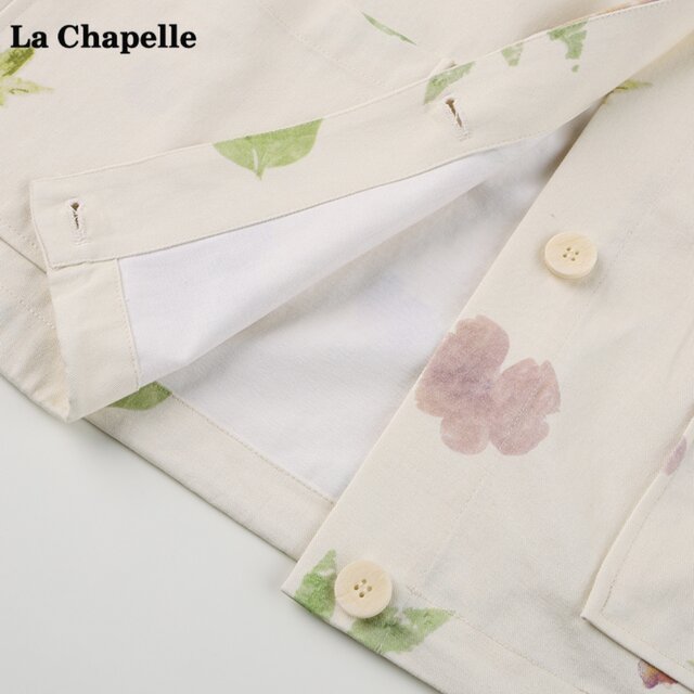 La Chapelle/La Chapelle beige printed denim jacket for women's spring new style loose jacket top
