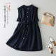 Korean solid color pleated stand collar single-breasted sleeveless vest shirt for women in summer loose waistband lace-up slimming top
