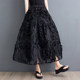Net yarn heavy worker embroidered half -body skirt female summer large size fat mm covering thin pleated skirt casual versatile A -line skirt
