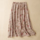 
Retro printed ramie skirt for women in summer design niche smudged floral a-line skirt temperament big umbrella skirt