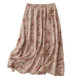 
Retro printed ramie skirt for women in summer design niche smudged floral a-line skirt temperament big umbrella skirt