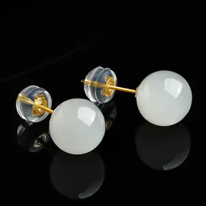 和田玉 18k 耳环earring（奶白 milk white）-