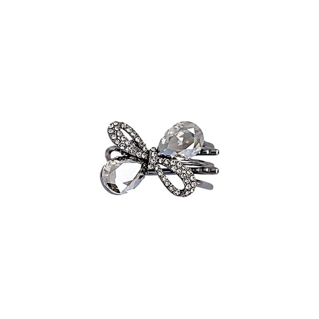 
Bow with broken hair on the forehead, duckbill clip hairpin, sweet, high-end, beautiful rhinestone side clip hollow