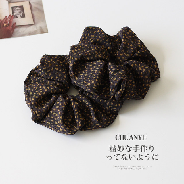 Kawano French yellow leopard print large intestine hair ring women's new simple and fashionable headband without tying hair headband hair accessories