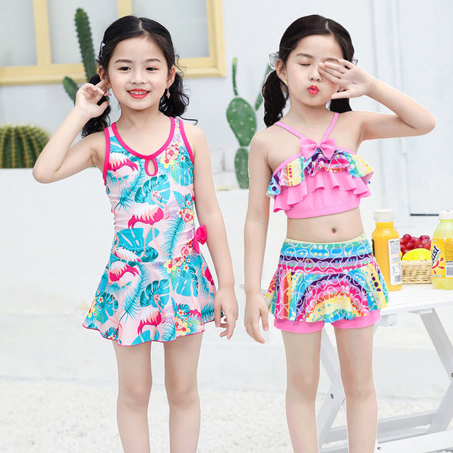 New Children's Swimsuit Girls Korean Skirt Baby Betisy Swim Bet Swimsuit Girls Learn Swimming Set