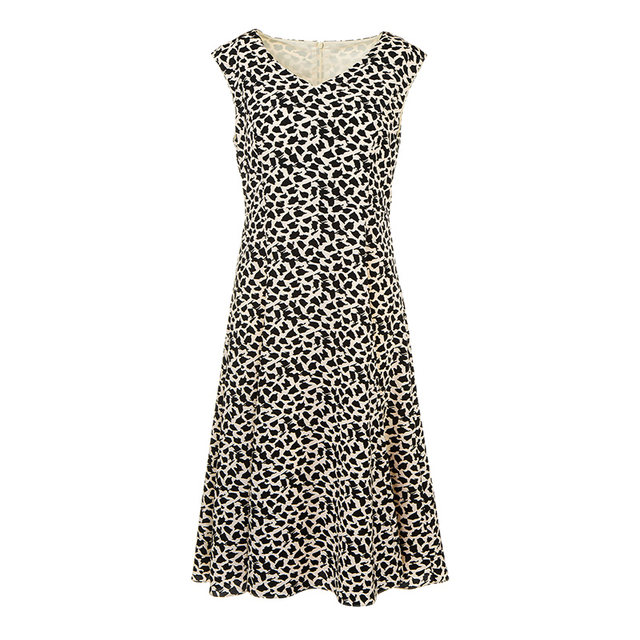 Mingshilu sleeveless printed a-line dress women's autumn 2025 new slim-fitting mid-length skirt V-neck waist