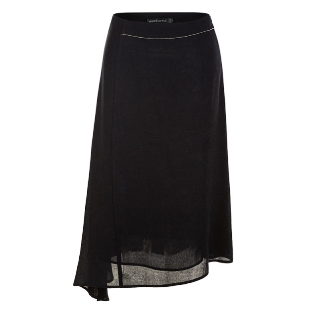 Famous teacher road asymmetrical A-line skirt for women's summer new natural waist midskirt black commuting elegant