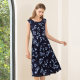 Mingshilu printed dress for women in summer 2025 new round neck thin waist mid-length skirt sleeveless fashion