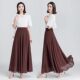 2023 summer solid color chiffon skirt versatile brown gauze skirt makes you look slim and elegant big sway A-line skirt large size long skirt