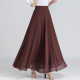 2023 summer solid color chiffon skirt versatile brown gauze skirt makes you look slim and elegant big sway A-line skirt large size long skirt
