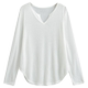 American retro white V -neck sleeper loose slightly slightly thin -blocket long -sleeved T -shirt jazz dance bottom shirt