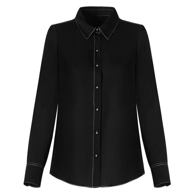 Black shirt for women long sleeves professional fashion trendy 2025 new top autumn and winter French velvet shirt autumn