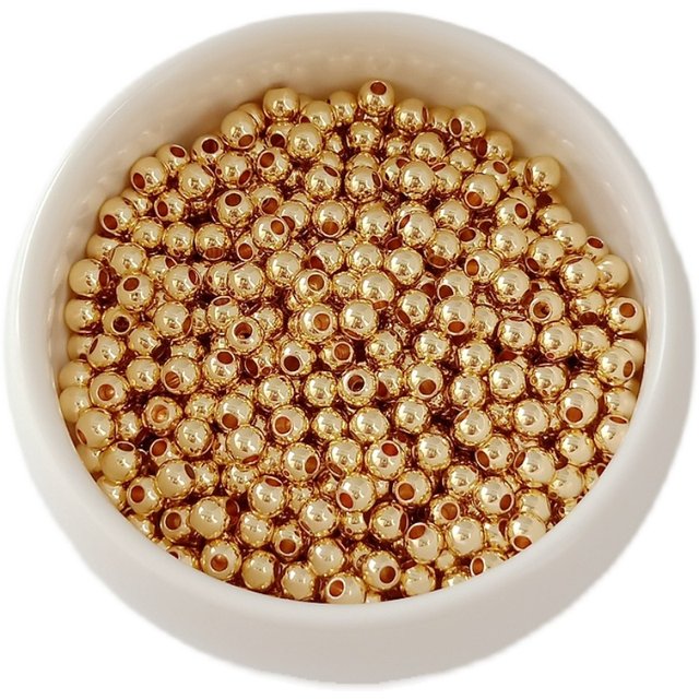 Glossy round beads 14K bag gold color-protecting gold beads rose gold silver beads 18K beads loose beads bracelet necklace accessories