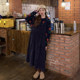 Large size women's loose, thin retro doll vest dress cute girl lazy wind sweater set autumn and winter