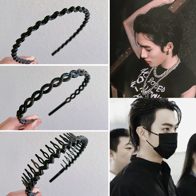 Men's hair hoop bangs beam head hoop headwear, wash short hair black broken hair card, wash face
