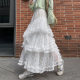New spring and summer tulle skirt white mesh skirt for women mid-length A-line high-waisted slim big puffy cake skirt
