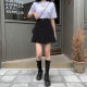 Fat mm black pleated skirt large size high waist pocket skirt women's summer versatile hip cover A-line slightly fat and slim short skirt