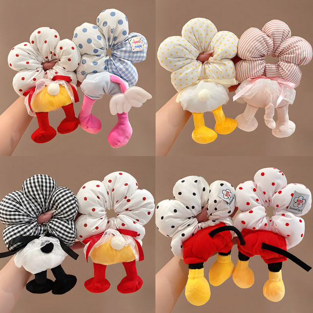 Autumn and winter Mickey flower large intestine hair ring for women, super large ball hair tie, sweet girly polka dot hair rope hair accessories
