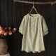 Large size women's summer new fashionable design pullover puff short-sleeved plaid plus-size shirt women's top