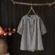 Large size women's summer new fashionable design pullover puff short-sleeved plaid plus-size shirt women's top