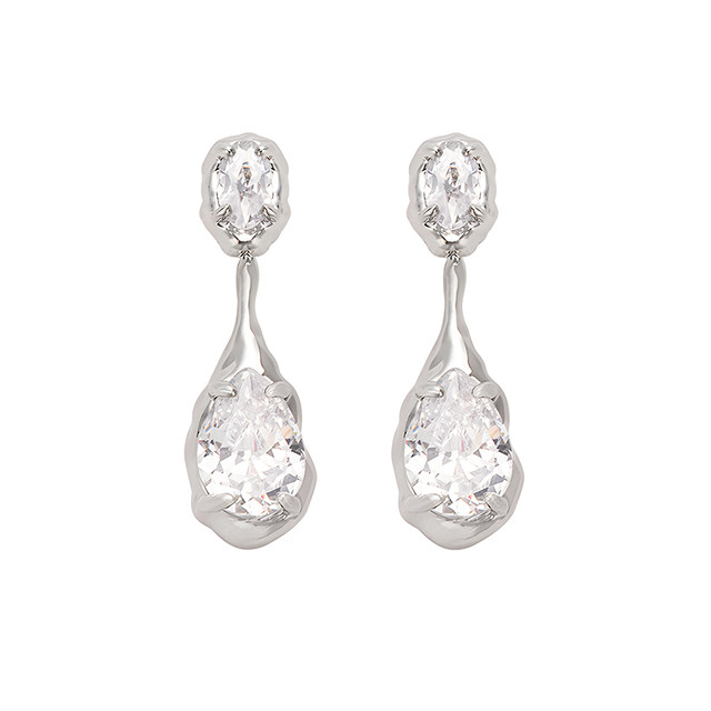 EVESENSE Carat series light luxury silver flash diamond water drop earrings high-end niche original earring temperament earrings