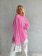Pink loose stretch round neck long sleeve T-shirt European and American top Pink long-sleeved T-shirt