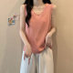 Large size can be worn with ruffled knitted base strap vest for women in summer fat mm flesh-covering sleeveless inner top
