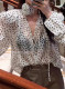 Fashionable temperament slightly transparent and slim polka dot flared sleeve shirt European 2025 spring clothes new fashionable age-reducing tops trendy
