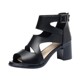 Leather Dudu Shoes Store Women's Genuine Leather Sandals Summer New Style Hollow High Heels Roman Shoes Fish Mouth Thick Heels Comfortable Women's Shoes