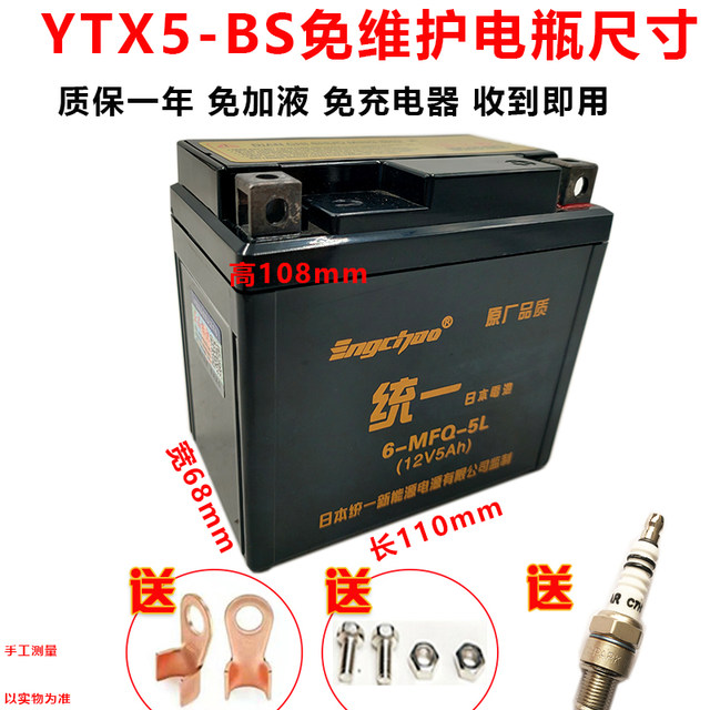 Shiyamaha motorcycle 12V5A battery YT5 Qiaoge iWH100 Joy Little Princess Battery Premier League Unified