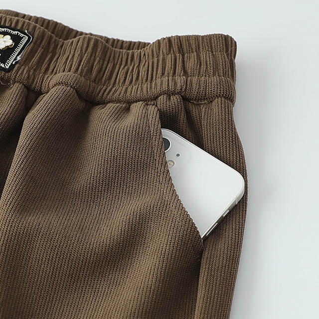 Mom's Corduroy Pants Autumn Granny Cotton Pants Autumn and Winter Plus Velvet Thickened Middle-aged and Elderly Corduro Women's Pants Loose for Outerwear