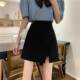 Irregular A -line suit skirt women's summer split skirt small black skirt new high -waisted short skirt bag hip skirt
