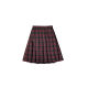 Large size loose waist checkered A -line skirt spring and autumn, fat mm high -waisted pleated middle skirt retro school style half bodies skirt
