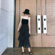 Irregular floral skirt for women in summer large size high waist black thin chiffon a-line skirt temperament polka dot long skirt